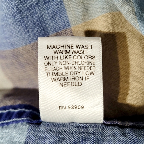 Solaris Men's Plaid Short Sleeve Button-Up Shirt Size M Blue Beige 100% Cotton - Picture 10 of 10